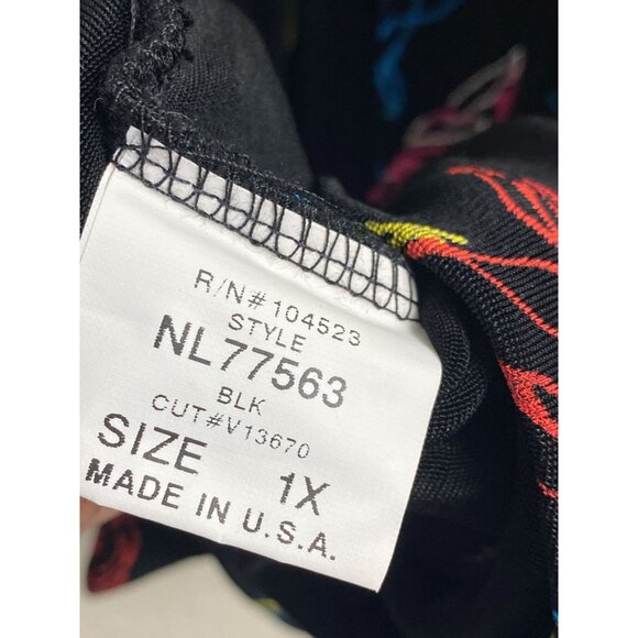 Vikki Vi Slinky Knit Floral Black Floral Button Up Tunic Top Plus size 1X USA - Picture 5 of 15